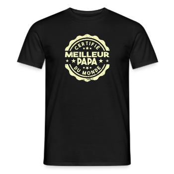 Certifié Meilleur Papa Du Monde - T-shirt homme - noir - Devant - AI Model Male 178 light (178cm)
