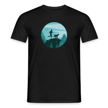 Course de canicross de cross-country avec chien Coureur de Canicross - T-shirt homme - noir - Devant - AI Model Male 178 light (178cm)
