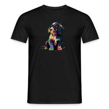 Chien design et coloré - T-shirt homme - noir - Devant - AI Model Male 178 light (178cm)