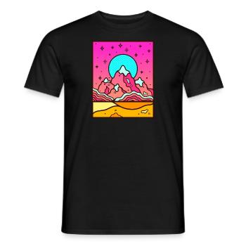 Mountain Hike Retro Vintage Psychedelic Vaporwave - T-shirt homme - noir - Devant - AI Model Male 178 light (178cm)