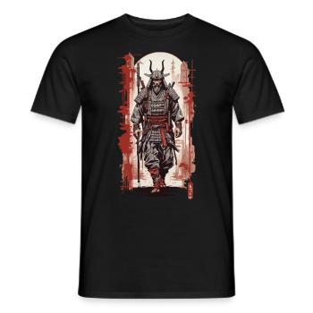 Samurai Krieger Vintage Japan Farbholzschnitt Stil - Männer T-Shirt - Schwarz - Vorne - AI Model Male 178 light (178cm)