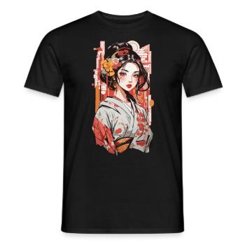 Geisha Beauty Manga Popart Retro Japan Design - T-shirt homme - noir - Devant - AI Model Male 178 light (178cm)