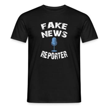 fake news reporter, fausse nouvelle chemise - T-shirt homme - noir - Devant - AI Model Male 178 light (178cm)