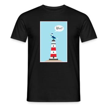 Leuchtturm - Möwe - Comic - Geschenk - Männer T-Shirt - Schwarz - Vorne - AI Model Male 178 light (178cm)