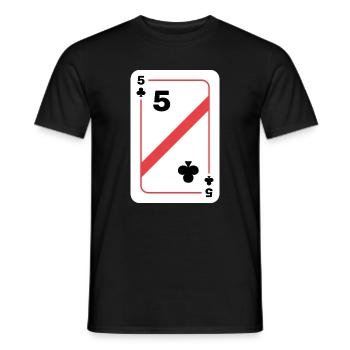 Clubs Cinq Carte à jouer Carte de poker - T-shirt homme - noir - Devant - AI Model Male 178 light (178cm)