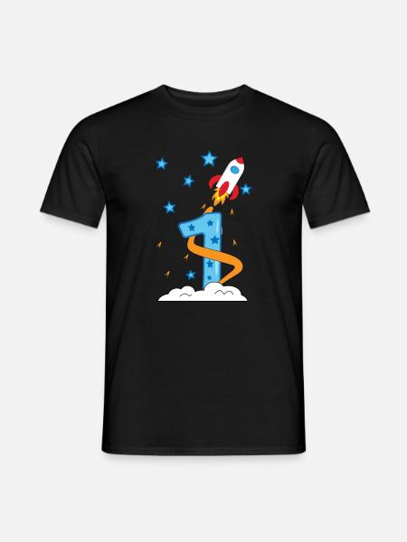 1. Anniversaire bébé enfant fusée - T-shirt homme - noir