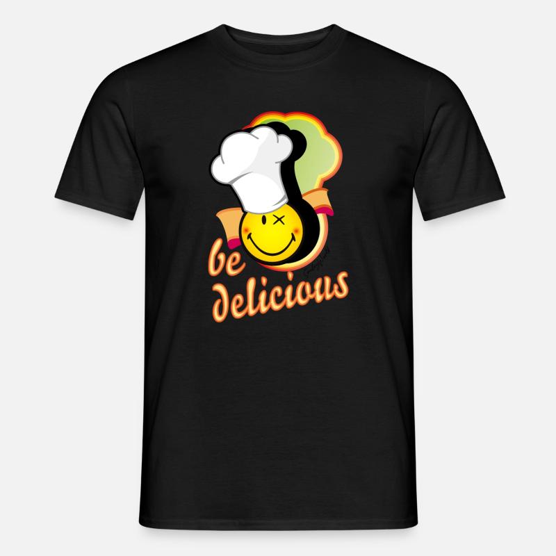 cheerful smiley face with large chef's hat - Men’s T-shirt - black