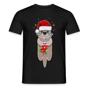 Loutre de Noël - Chemises amusantes - Cadeau de l’Avent - T-shirt homme - noir - Devant - AI Model Male 178 light (178cm)