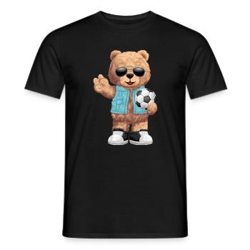 Cooler Bär mit Ball Fussball - Männer T-Shirt - Schwarz - Vorne - AI Model Male 178 light (178cm)