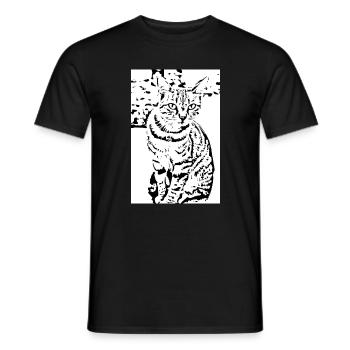 Chat noir et blanc - T-shirt homme - noir - Devant - AI Model Male 178 light (178cm)