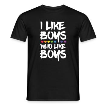 Mois de la fierté LGBTQ - J’aime les garçons qui aiment les garçons - T-shirt homme - noir - Devant - AI Model Male 178 light (178cm)