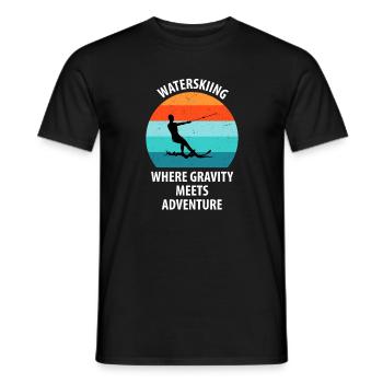 Water skis, water skis, water skiers - Men's T-Shirt - black - Front - AI Model Male 178 light (178cm)