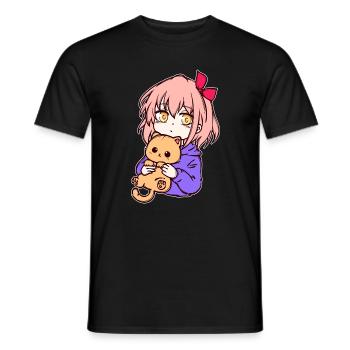 Anime Girl Manga Cartoon Comic Mangastyle - Men's T-Shirt - black - Front - AI Model Male 178 light (178cm)