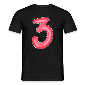3 - Drei - Männer T-Shirt - Schwarz - Vorne - AI Model Male 178 light (178cm)
