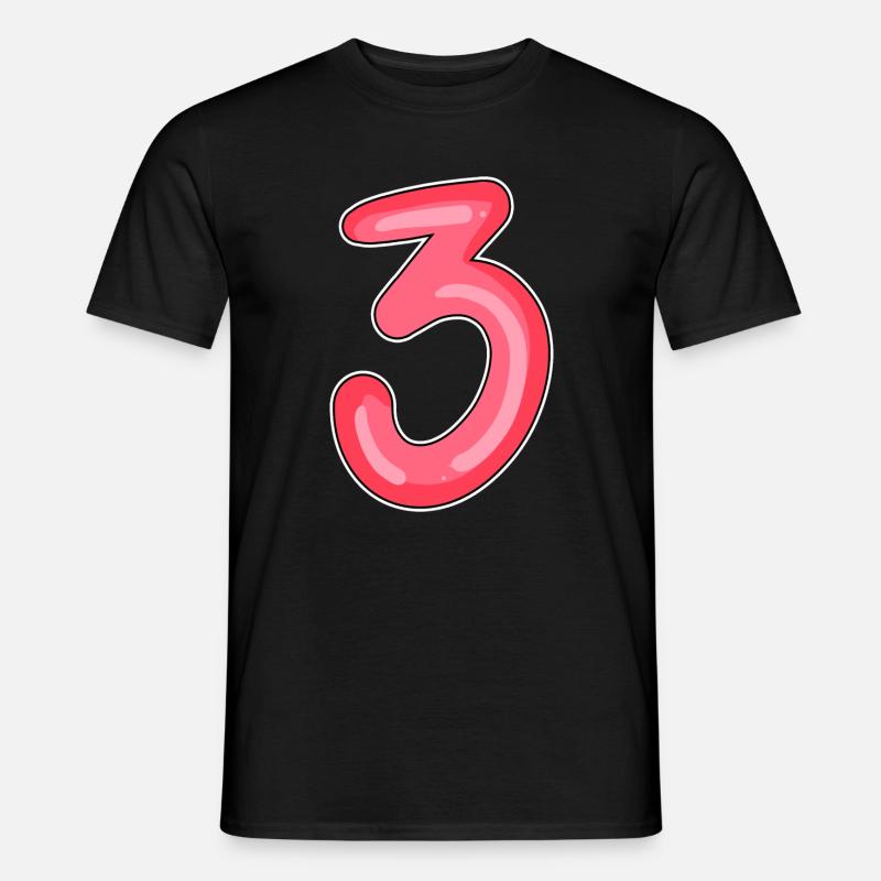 3 - Drei - Männer T-Shirt - Schwarz