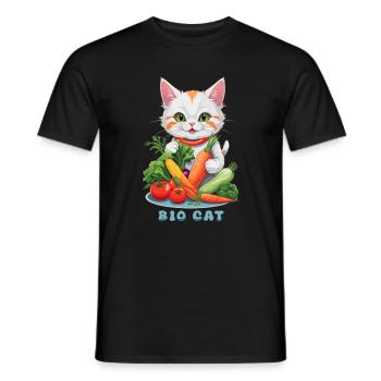 Bio Katze - Männer T-Shirt - Schwarz - Vorne - AI Model Male 178 light (178cm)