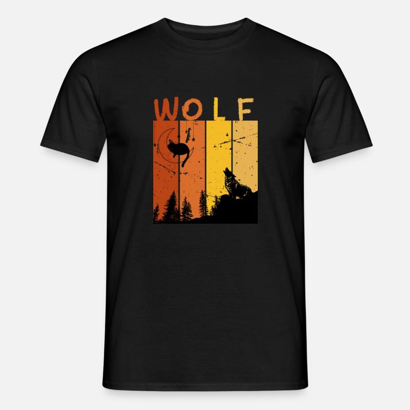 Retro-Wolf - Männer T-Shirt - Schwarz