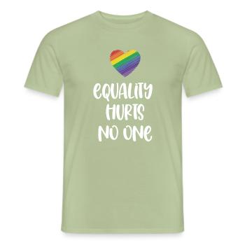 Mois de la fierté LGBT - L’égalité ne fait de mal à personne - T-shirt homme - vert sauge - Devant - AI Model Male 178 light (178cm)