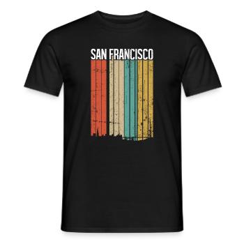 San Francisco Rainbow Skyline - Men's T-Shirt - black - Front - AI Model Male 178 light (178cm)