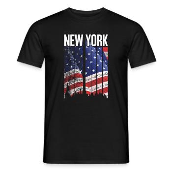 Mosaïque Drapeau de New York - T-shirt homme - noir - Devant - AI Model Male 178 light (178cm)