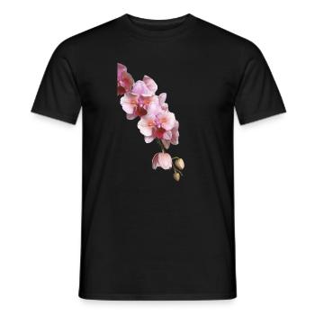 Phalaenopsis Cygne Fard à joues Fleurs d’orchidée pélorique - T-shirt homme - noir - Devant - AI Model Male 178 light (178cm)