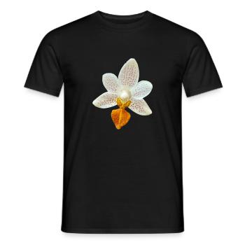 Fleur d’orchidée Phalaenopsis MiniMark Orchidée - T-shirt homme - noir - Devant - AI Model Male 178 light (178cm)