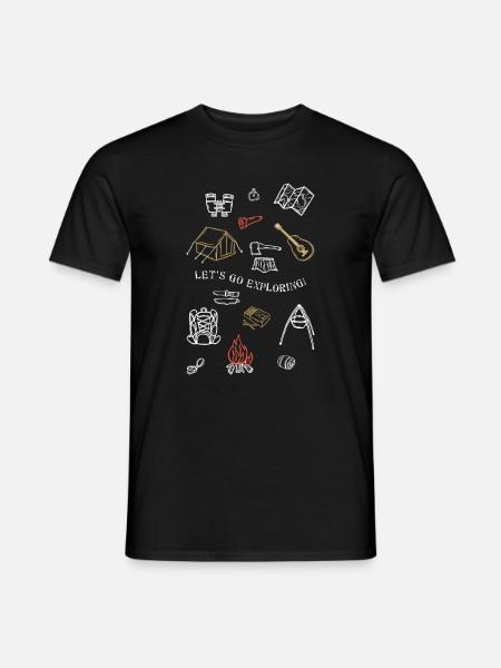Camping Adventure Outline Design - Men's T-Shirt - black