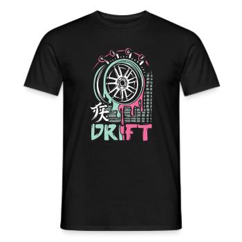 JDM Drift Felge – Japanische Auto Tuning Kunst - Männer T-Shirt - Schwarz - Vorne - AI Model Male 178 light (178cm)