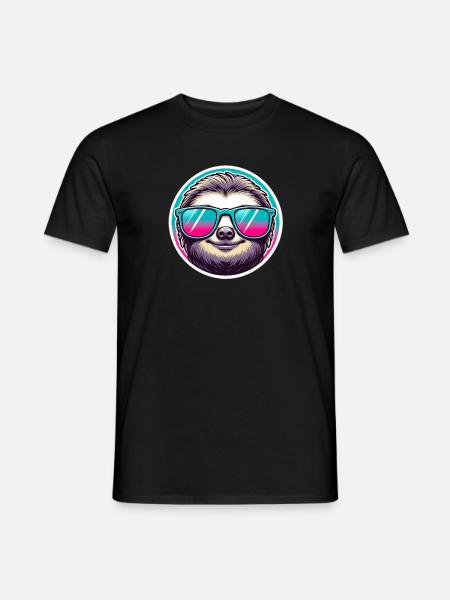 Sloth with sunglasses in pastel - Men's T-Shirt - black