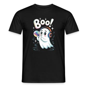 Boo Cute Casque Fantôme avec Bulle de Savon - T-shirt homme - noir - Devant - AI Model Male 178 light (178cm)