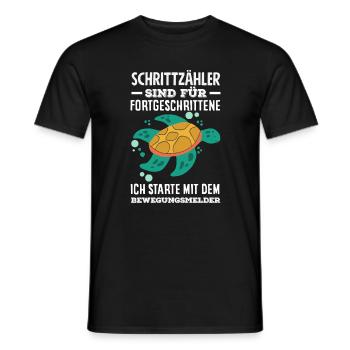 Pedometer? I use the motion detector - Men's T-Shirt - black - Front - AI Model Male 178 light (178cm)