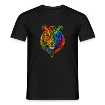 Regenbogen Tiger Kopf - Männer T-Shirt - Schwarz - Vorne - AI Model Male 178 light (178cm)