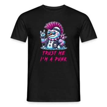 Punk Schneemann – Trust Me - Männer T-Shirt - Schwarz - Vorne - AI Model Male 178 light (178cm)