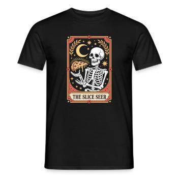 The Slice Seer Skeleton Tarot Pizza Moon Stars - Men's T-Shirt - black - Front - AI Model Male 178 light (178cm)