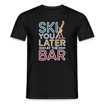 Skier plus tard au bar après ski bar - T-shirt homme - noir - Devant - AI Model Male 178 light (178cm)