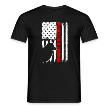 Border Collie Grandma American Flag Patriotic - Men's T-Shirt - black - Front - AI Model Male 178 light (178cm)