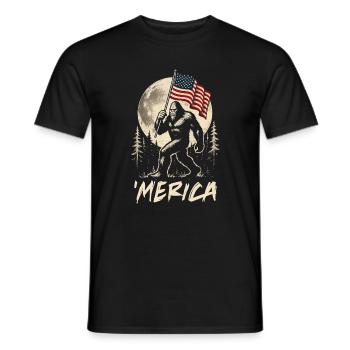 America Bigfoot Moon Funny Bigfoot for Men z - Men's T-Shirt - black - Front - AI Model Male 178 light (178cm)