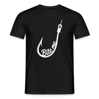 Bite Me Fishing Hook Emblem - Men's T-Shirt - black - Front - AI Model Male 178 light (178cm)