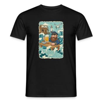 Last North Sea pub - Men's T-Shirt - black - Front - AI Model Male 178 light (178cm)