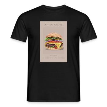Cheese Burger Poster Food Illustration Küche - Männer T-Shirt - Schwarz - Vorne - AI Model Male 178 light (178cm)