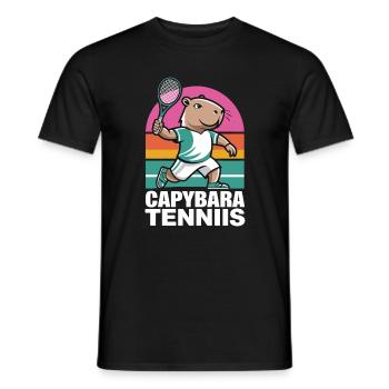  Capybara Tenniis Lustiges Capybara Tennis Retro - Männer T-Shirt - Schwarz - Vorne - AI Model Male 178 light (178cm)