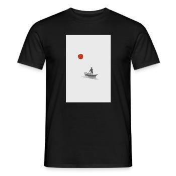 Quiet Waters – Minimalist Boat Scene - Männer T-Shirt - Schwarz - Vorne - AI Model Male 178 light (178cm)