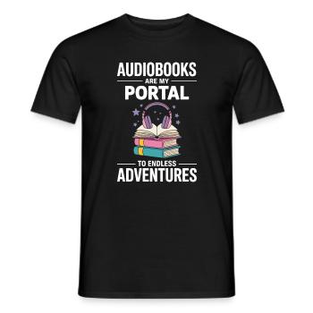 Les livres audio sont mon portail vers des aventures sans fin - T-shirt homme - noir - Devant - AI Model Male 178 light (178cm)