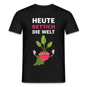 Rettich-Superheld gegen Chaos - Männer T-Shirt - Schwarz - Vorne - AI Model Male 178 light (178cm)