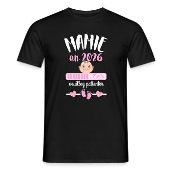 Mamie en 2026 Veuillez Patienter - T-shirt homme - noir - Devant - AI Model Male 178 light (178cm)