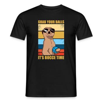 It's bocce time, petanque, boules, boules, players - Men's T-Shirt - black - Front - AI Model Male 178 light (178cm)