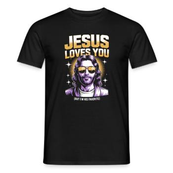 T-shirt préféré de Jesus Loves You - T-shirt homme - noir - Devant - AI Model Male 178 light (178cm)