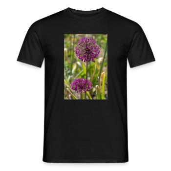 Poireaux ornementaux en violet : fleurs sphériques - T-shirt homme - noir - Devant - AI Model Male 178 light (178cm)