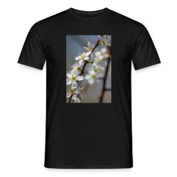 Delicate white cherry blossoms in spring - Men's T-Shirt - black - Front - AI Model Male 178 light (178cm)