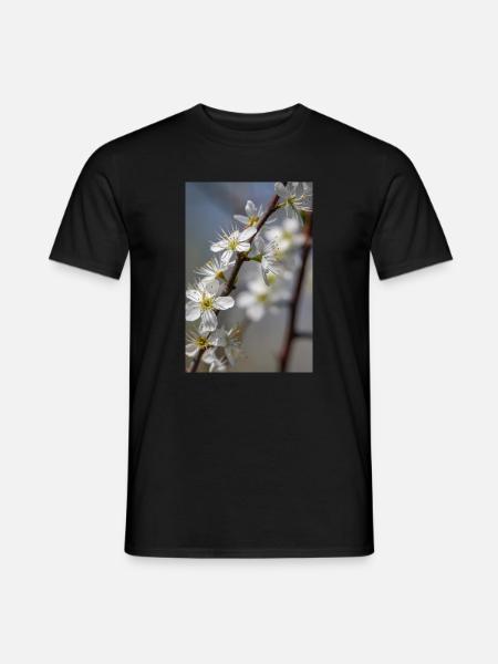 Delicate white cherry blossoms in spring - Men's T-Shirt - black
